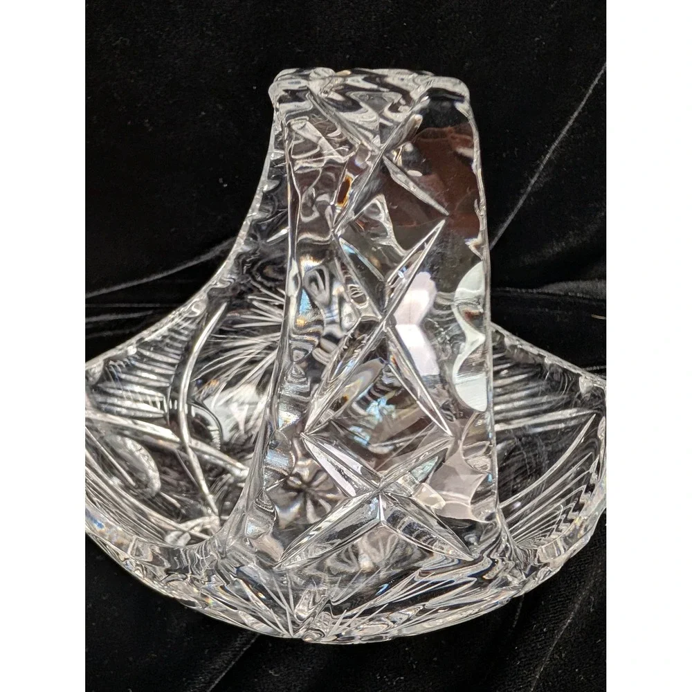 Vintage Bohemian Cut Crystal Basket 6